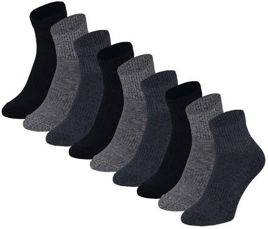 Morethansocks - Sneaker sportsokken - Unisex - Zwart - 9-Pack - Maat 36 t/m 47 - Sokken heren - Sokken dames - Sportsokken