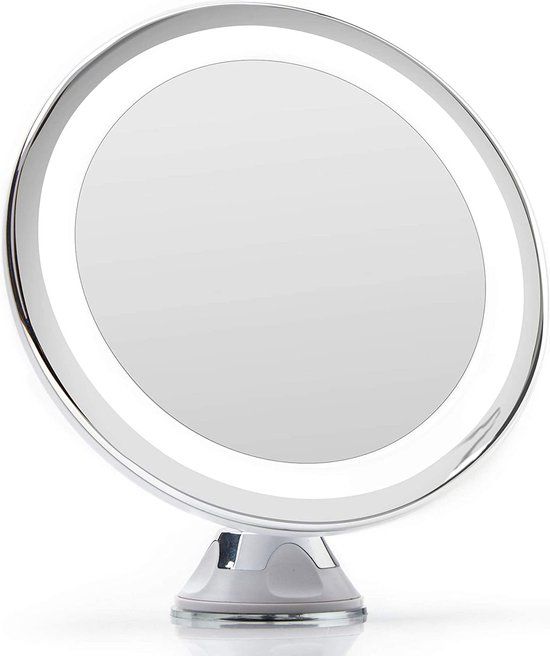 UNIQ Vergroot Spiegel met LED Verlichting - Make-up en Scheer Spiegel - 10x Vergroting - Wit