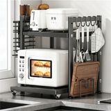 Non-branded Microwave Stand - Kitchen Rack - Kitchen Organization - Expandable Design - 47 x 33 x 39 cm - Black