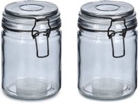 Zeller Voorraadpotten/bewaarpotten - 2x - 250 ml - Lichtgrijs - Glas - Beugeldeksel
