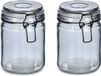 Zeller Pots de conservation/pots de stockage - 2x - 250 ml - Gris clair - Verre - Couvercle à bascule