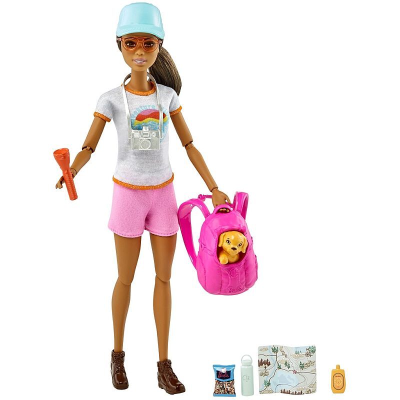 Barbie Hiking Doll, Brunette, with Puppy