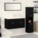 vidaXL Meuble de salle de bain Noir Chêne Bois de placage