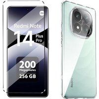 XEPTIO Pack coque transparente en TPU et protection écran complet vitre full cover noir en verre trempé pour Xiaomi Redmi Note 14 Pro Plus 5G / Redmi Note 14 Pro+ 5G