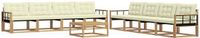 vidaXL - Bank loungeset - 8 zitplekken - Wit en crème - Acacia hout