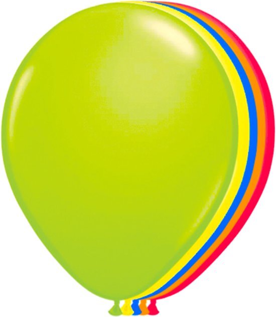 Folat Ballonnen neon meerkleurig 25 cm - 50 stuks