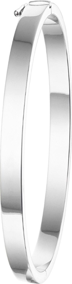 The Jewelry Collection Bangle Scharnier Vlakke Buis 5 X 60 mm - Zilver Gerhodineerd