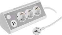 Q-Link stekkerdoos - 3-voudig - randaarde - USB A/C - met lamp - 1.5 m - wit
