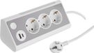 Q-Link stekkerdoos - 3-voudig - randaarde - USB A/C - met lamp - 1.5 m - wit