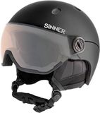 Sinner Titan Visor Trans+ Casque de ski avec visière 2023 | Orange Cat 1-3 | Noir mat | Taille : 63 - 64 cm
