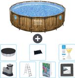 Bestway Rond Power Steel Swim Vista Zwembad - Houtprint - 488 x 122