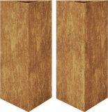 vidaXL Plantenbakken 2 stuks Driehoek 40x40x75 cm Staal Bruin