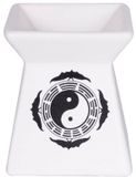Concorde Geurolie brander - 2x - verdamper - 7 x 8 cm - voor etherische olie - ying yang thema - huisgeuren