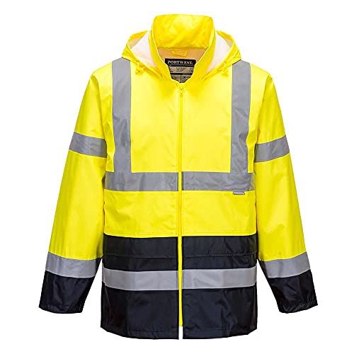 Portwest Hi-Vis Klassiek Tweekleuren Regenjack H443 - Geel/Marine - M