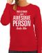 Bellatio Decorations Shoppartners Bv Awesome person - geweldige persoon cadeau sweater rood dames - kado sweater / verjaardag cadeau S
