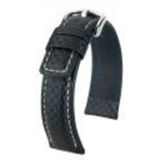 Hirsh Horlogeband Carbon Zwart Wit Stiksel - Leer - 18mm