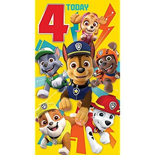 Danilo Promotions Danilo Promotions Ltd Paw Patrol Officiële Verjaardagskaart, 4 Vandaag, Leeftijd Vier Meerdere Kleuren PA063