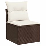 vidaXL Loungeset 9-delig avec coussins, polyrotin, brun