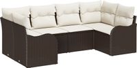 vidaXL Tuinbank Set 6-delig Bruin en wit Poly rattan