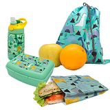 Nerthus FIH 1005 set drinkfles Tritan + lunchbox + sandwichttas + rugzak dinosaurus