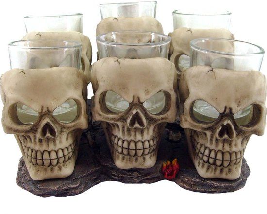 Nemesis Now Six Shooter Skulls - Set van 6 Shot Glazen - Crème