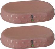 Gerimport Set van 2x stuks zeephouders/zeepbakjes roze keramiek 15 cm