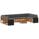 vidaXL Buiten bank set 11 st Natuurlijk en Antraciet Polyester