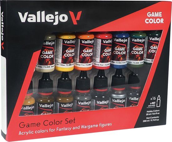 Vallejo Game Color Acrylverf Beginnerset, Op Kleur Gesorteerd, 16-Delige Set