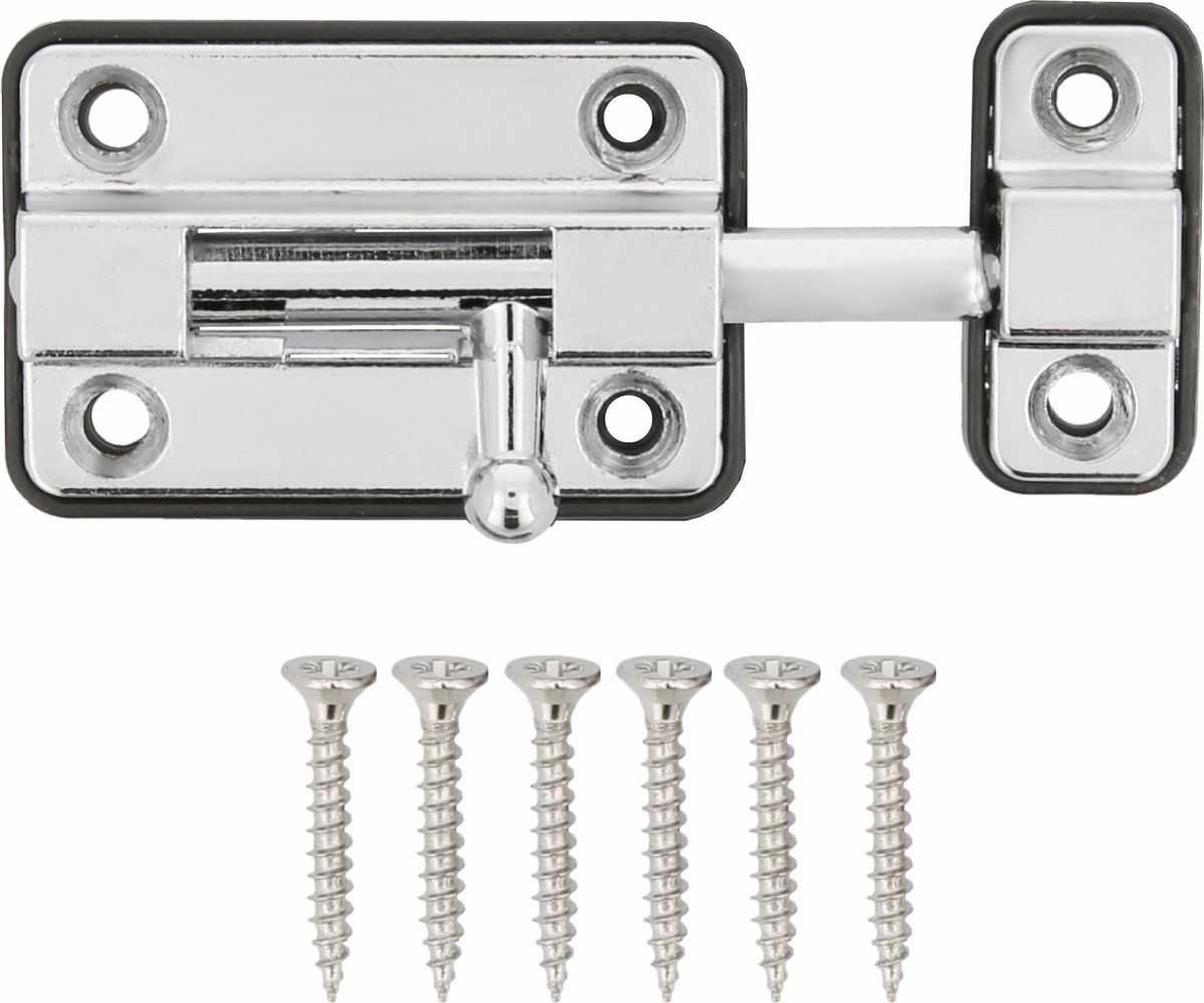 Amig - Opbouwdeurslot model 383 - 54 x 36 mm - Veiligheidsslot met kunststof voet - Voor horizontale sluiting - Verchroomd staal - Inclusief schroeven
