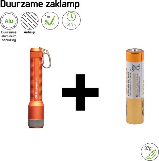 GP Batteries CK12 Zaklamp kleur Oranje inclusief batterij - 20 Lumen - IPX4 - Sleutelhanger