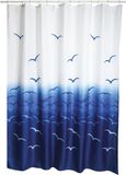 MSV Douchegordijn 180x200 cm - Wit Blauw Douchegordijn met Vogels Patroon