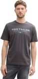 Tom Tailor T-shirt à manches courtes, col rond, logo, coton, gris, taille XL