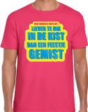 Bellatio Decorations Shoppartners Bv Liever te dik in de kist dan een feestje gemist - verkleed t-shirt - roze - heren - Foute party kleding XXL