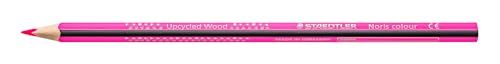 STAEDTLER Noris colour 187 Kleurpotloden, zacht oppervlak, hoge breukvastheid, Made Form Upcycled Wood, enkel product magenta, vouwdoos, 12 kleurpotloden, 187-20