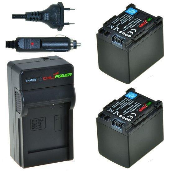 ChiliPower 2 x BP-819 accu's voor Canon - inclusief oplader en autolader 2 x BP-819 accu's voor Canon - inclusief oplader en autolader