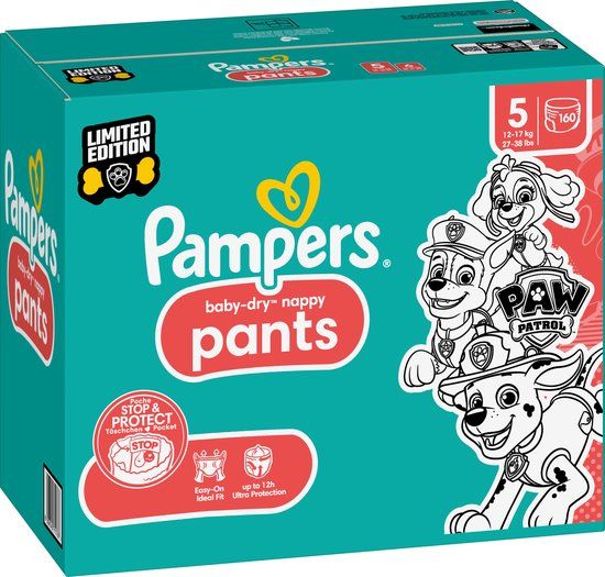 Pampers Baby Dry Pants Maat 5 (12-17 kg) - 160 Luierbroekjes - Paw Patrol - Maandbox