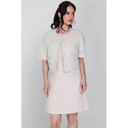Accentil cropped blazer met wol beige