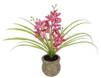 Kunstbloem Bol Kunstbloem Vlinder Orchidee met keramische plantenbak 39cm
