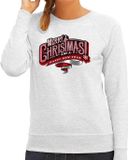 Bellatio Decorations Shoppartners Bv Merry Christmas Kersttrui sweater - voor dames - grijs - L