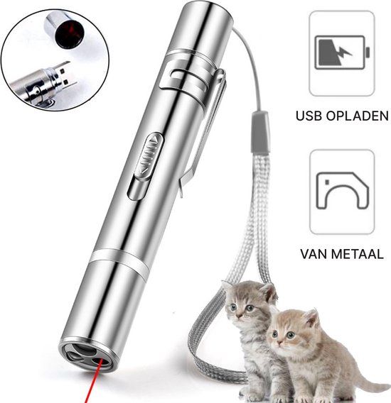 USB Laserpen - Zilver - USB Oplaadbaar - Kattenspeelgoed
