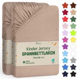 NatureMark Jersey hoeslaken hoeslaken, 100% katoen, 70x140cm (pak van 2), zand