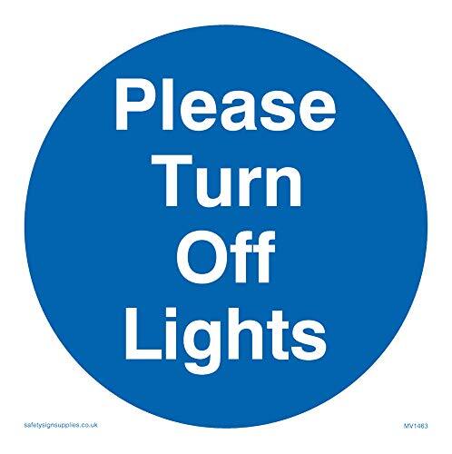 Viking Signs Viking Signs MV1463-S10-1M "Please Turn Off Lights" Sign, 1 mm Semi-Rigid Plastic, 100 mm H x 100 mm W