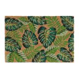 Relaxdays Kokosdeurmat, Bladermotief, 60 x 40 cm, Antislip, Weerbestendig, Veelkleurig
