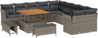 vidaXL Tuinbank Set 13-delig Grijs Polyrattan