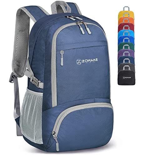 ZOMAKE Ultra Lichtgewicht Opvouwbare Rugzak 30L, Kleine Rugzak Waterdichte Wandelrugzak, Pakbare Rugzaks voor Dames En Heren,Outdoor Wandelen Camping Wandelen Reizen(Koningsblauw)
