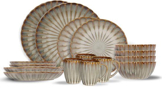 Cosy & Trendy Astera Pearl 16-delig Serviesset - 4 Personen - Beige