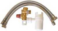DIPRA - Waterverwarmer aansluitset - verticale veiligheidsgroep + sifontrechter + 2 slangen van roestvrij staal 50 cm - ACS-gecertificeerd