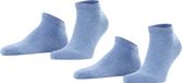 FALKE Happy 2-Pack kort eenkleurig katoen multipack sneakersokken enkelsokken heren blauw - maat 39-42