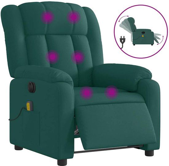 VidaXL Massagestoel Elektrisch Verstelbaar Stof Donkergroen