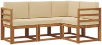 vidaXL Bankset voor buiten, 4-delig, naturel en beige